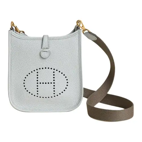 HERMES Evelyne Clemence Bullock Leather Crossbody Bag, Shoulder Bag 16 Women's Grail Blue & Tin Gray