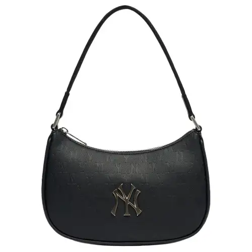 MLB Monogram Collection Artificial Leather Shoulder Bag Regular Unisex Black Silver