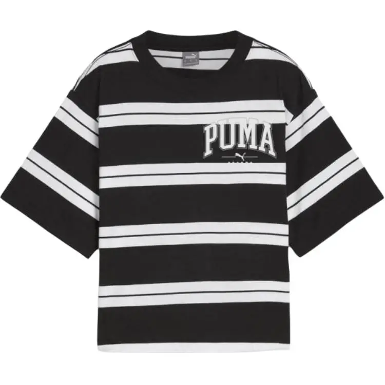 PUMA Squad T-Shirts Women's Black/White Crew Neck Moderate Straight Fit