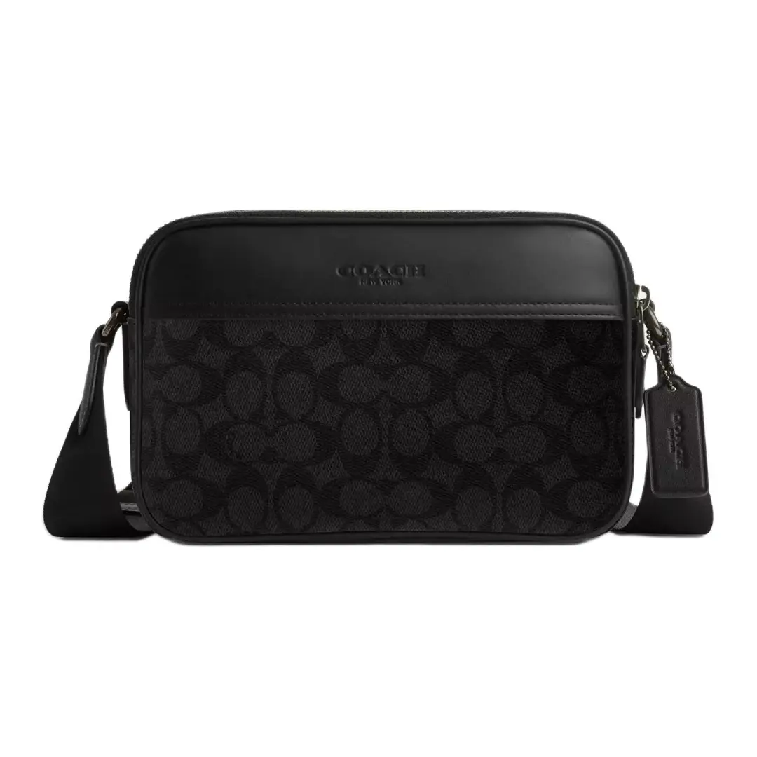 COACH Graham Artificial Leather With Cow Leather Shoulder Bag, Crossbody Bag Medium Men's Black