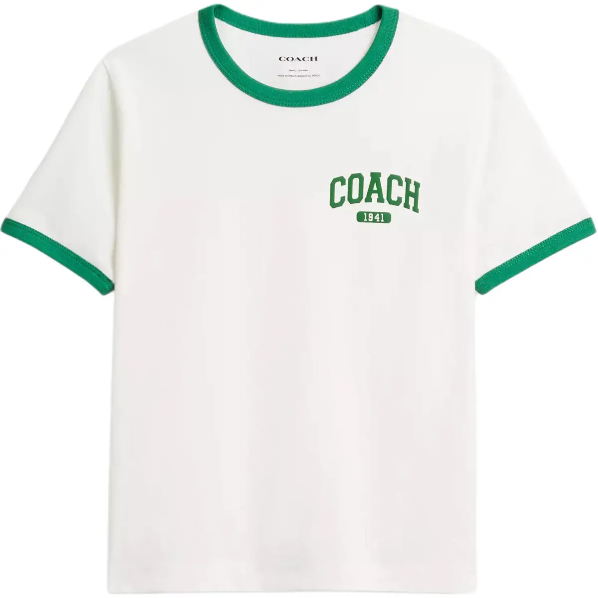 COACH T-Shirts Women's White Green Crew Neck Moderate