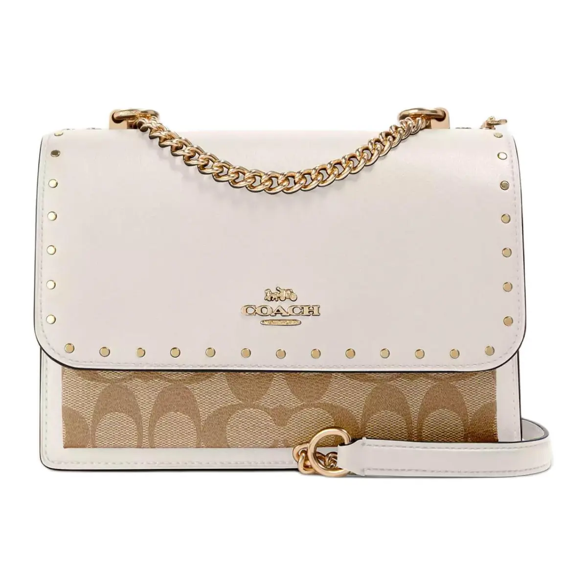 COACH Klare Coated Canvas With Leather Shoulder Bag, Crossbody Bag Small Women's White & Light Khaki