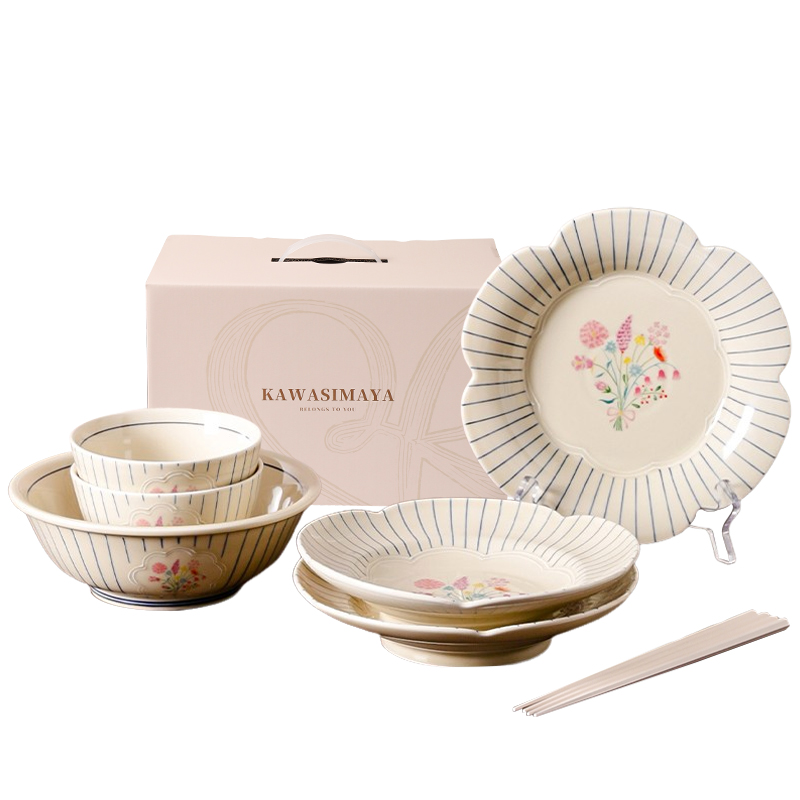 Kawashimaya KAWASIMAYA French embossed dishes, household high-quality dishes, gift boxes, tableware sets