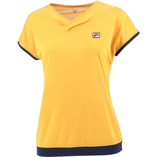 FILA T Shirts Women's Yellow V Neck Moderate Other