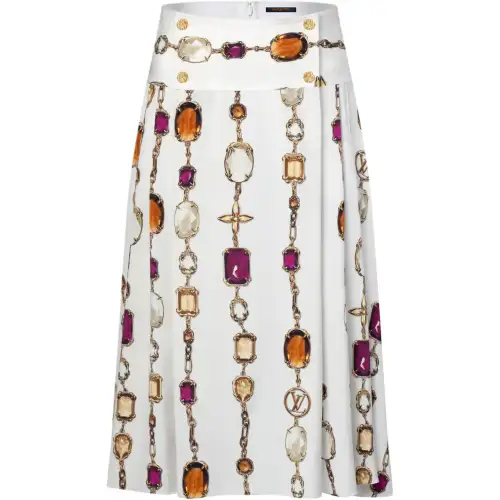 Lv Necklace Print Midi Skirt