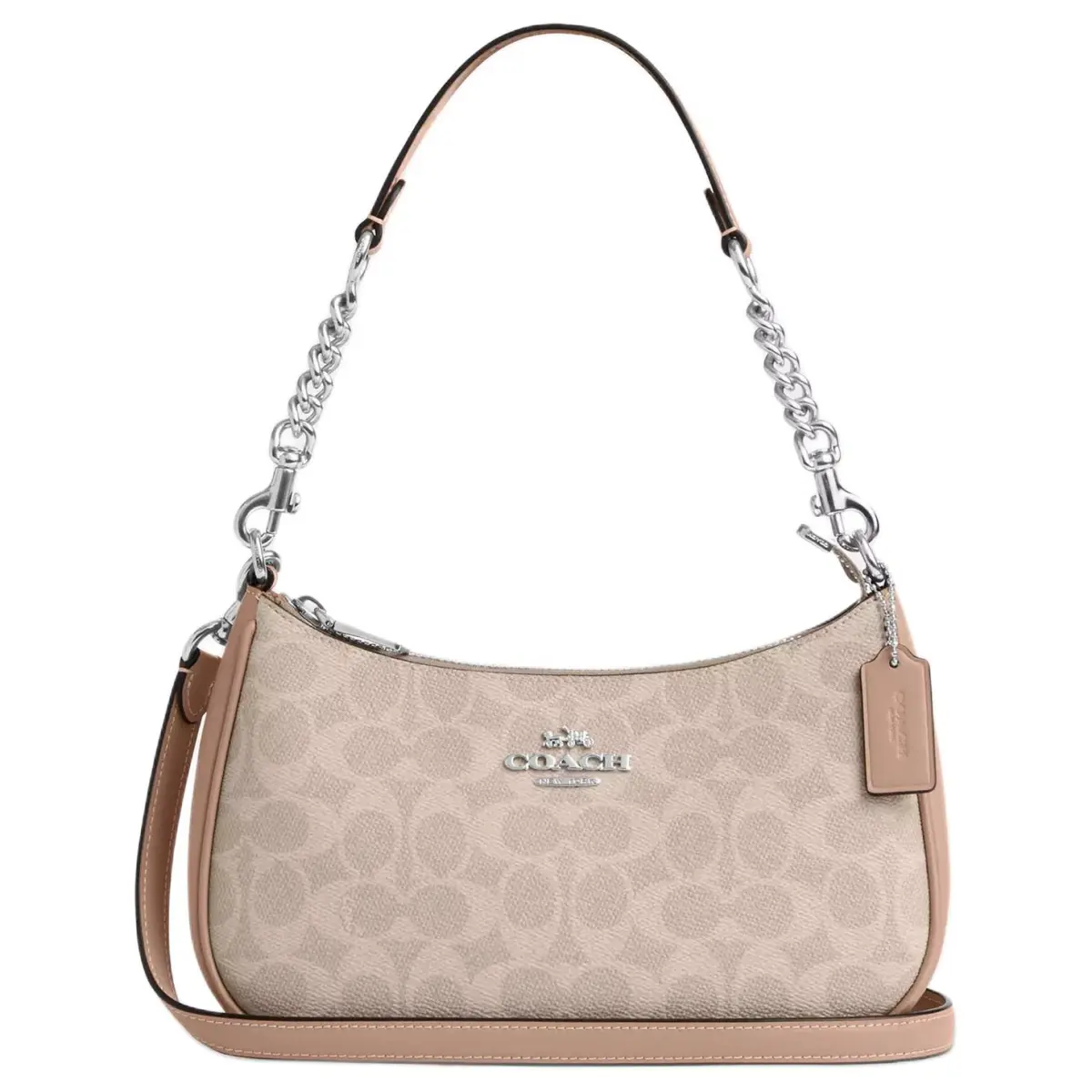 COACH Teri Artificial Leather With Recycled Leather Handbag, Shoulder Bag Medium Women's Sand Yellow & Gray Umber