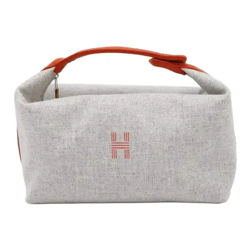 HERMES Bride a Brac Cotton Handbag Toiletry Bag Small Unisex Gray