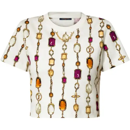 Lv Necklace Print Crop Top