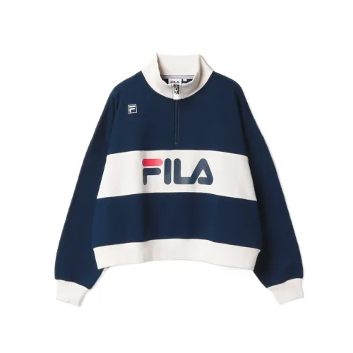 FILA Sweatshirts Women's Navy Stand Collar Moderate Regular