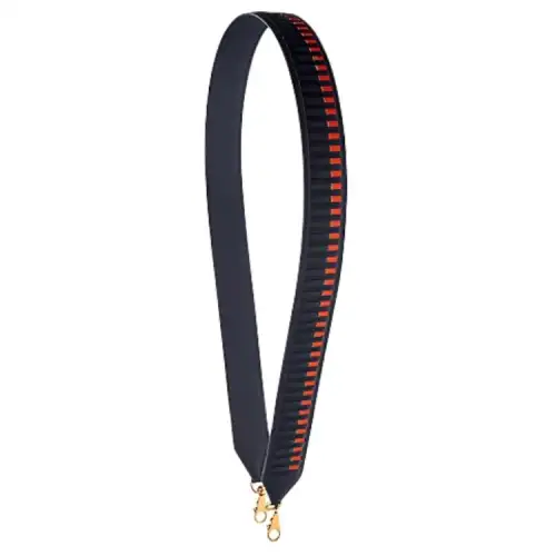 HERMES Epsom Leather Bag Straps Women's Black Red