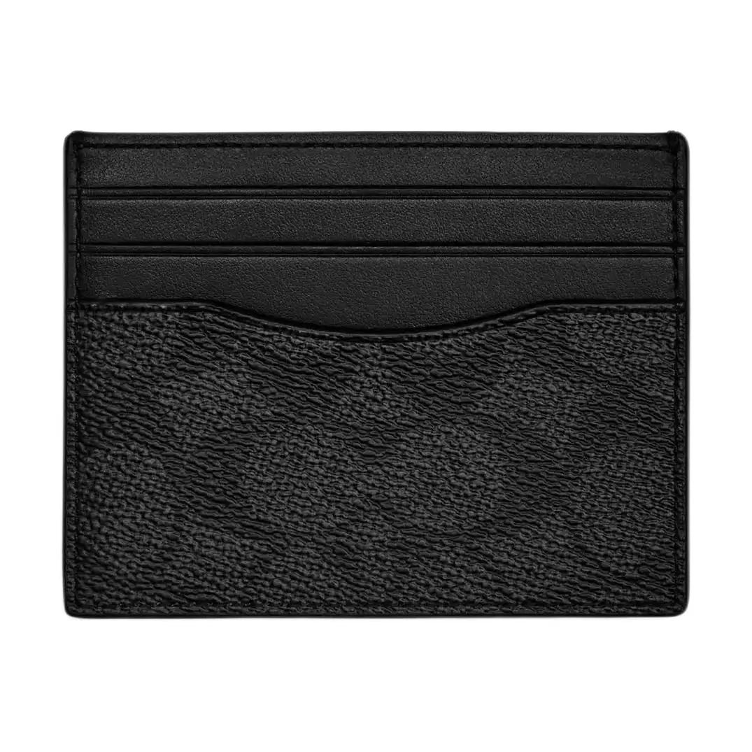 COACH CANVAS Calfskin Card Holder Men's Charcoal Gray & Black