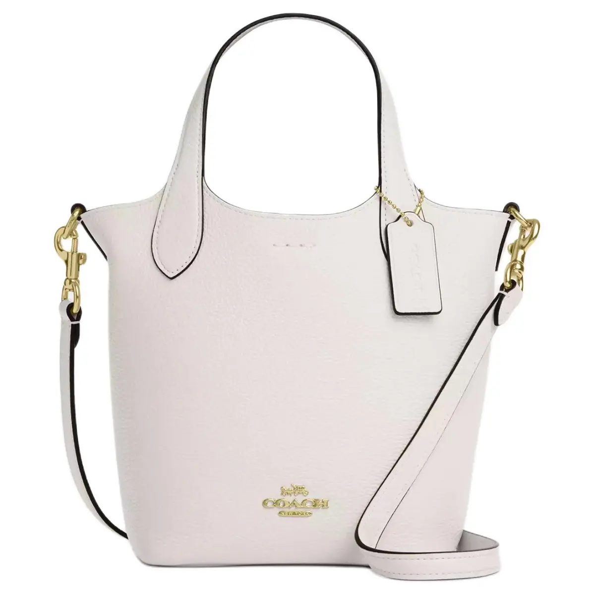 COACH Hanna Cow Leather Bucket Bag, One Shoulder Handbag Small Women's Chalk White