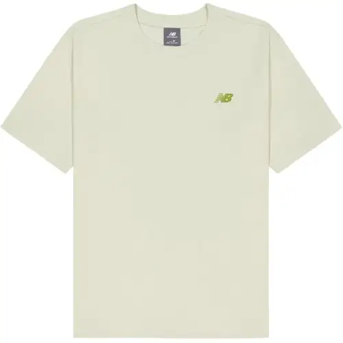 New Balance T Shirts Men's Light Beige Crew Neck Moderate Straight Fit