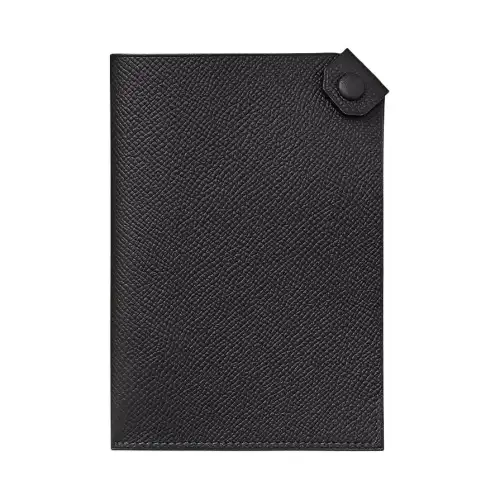 HERMES Tarmac Leather Passport Wallet Women's Black