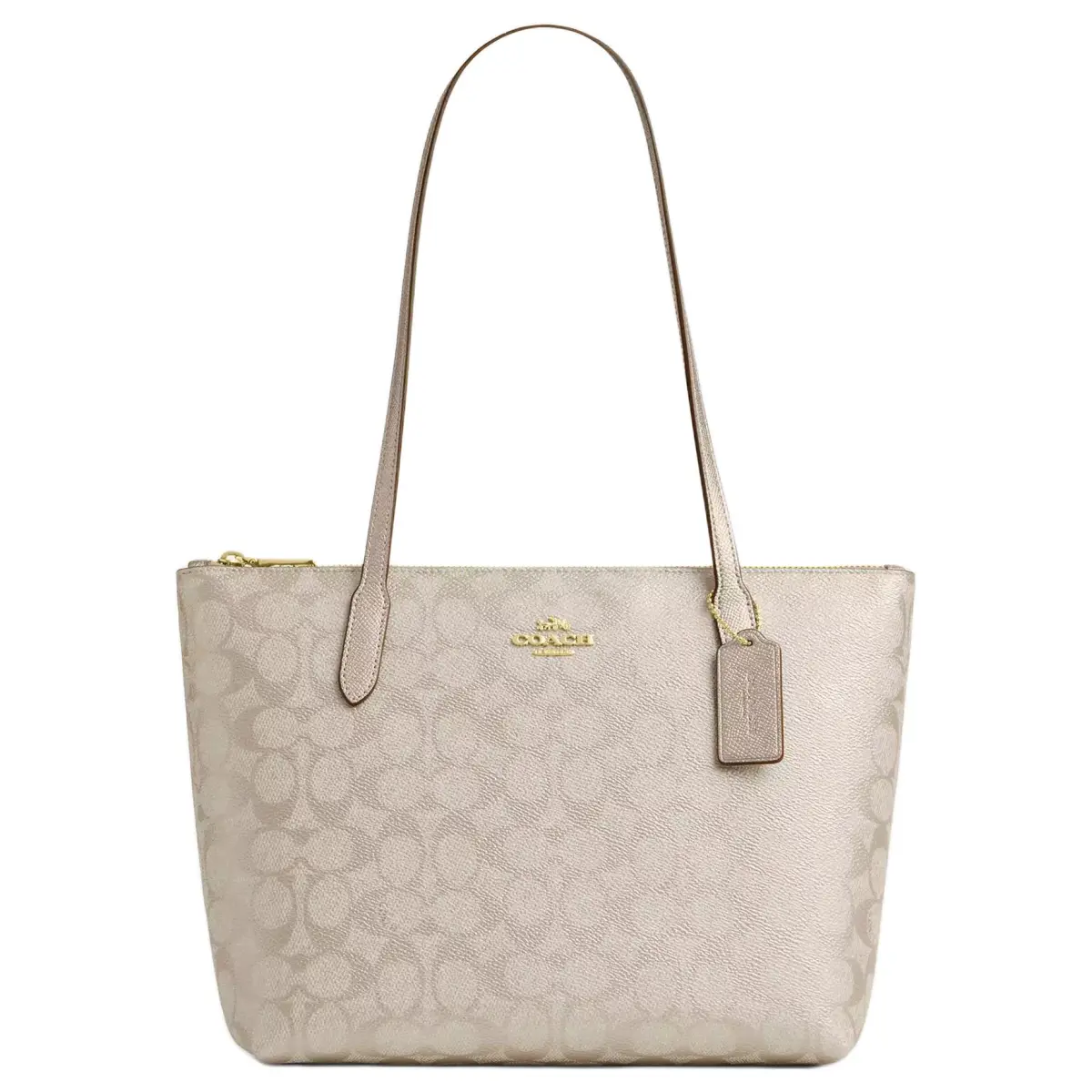 COACH Fiona Artificial Leather Tote Bag, Shoulder Bag Medium Women's Champagne Mixed Color