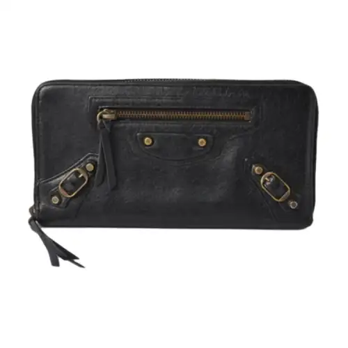 Balenciaga Sheepskin Card Holder, Wallet Regular Unisex Black