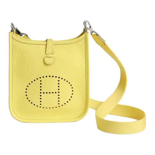 HERMES Evelyne Clemence Bullock Leather Crossbody Bag, Shoulder Bag Regular 16 Women's 9R Lime Lemon