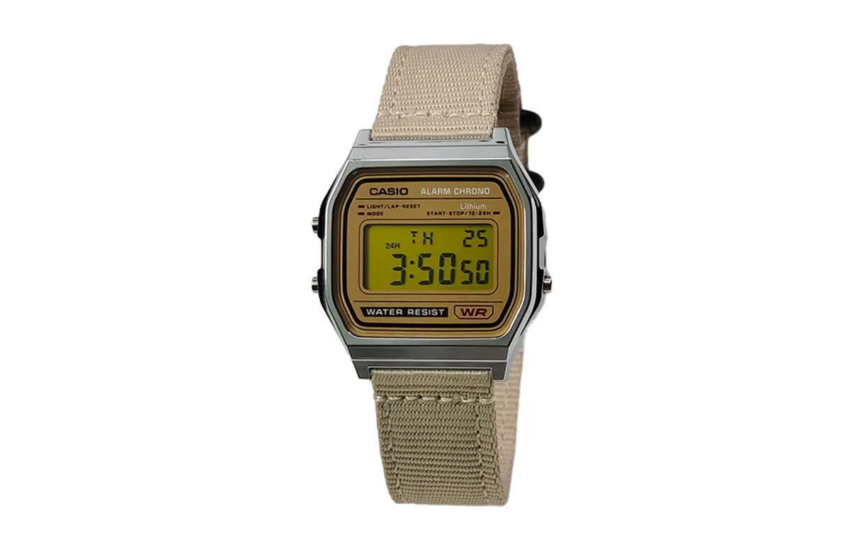 CASIO Custom Collection Quartz Movement Nylon Strap Watch Men's Watches Gold Dial