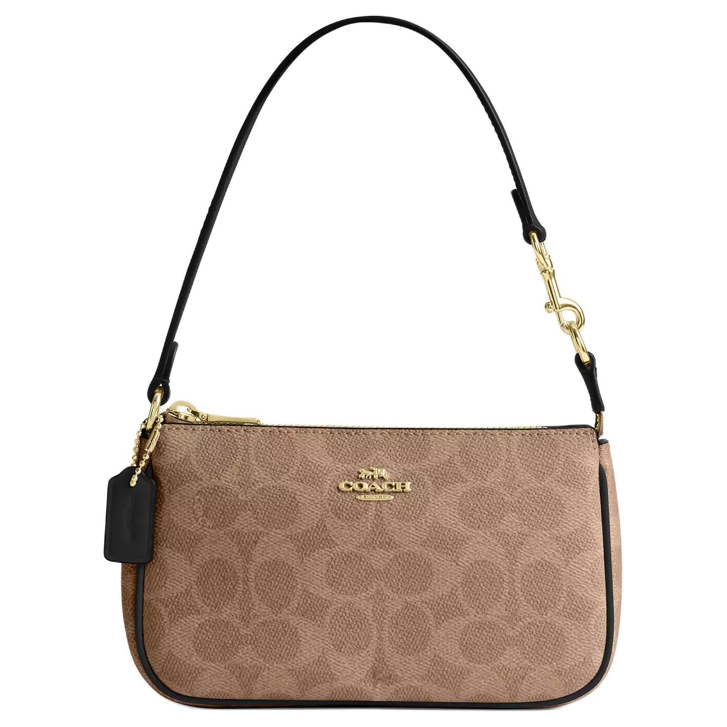 Женская сумка COACH Nolita 19 (коричнево-желтая с черным)
