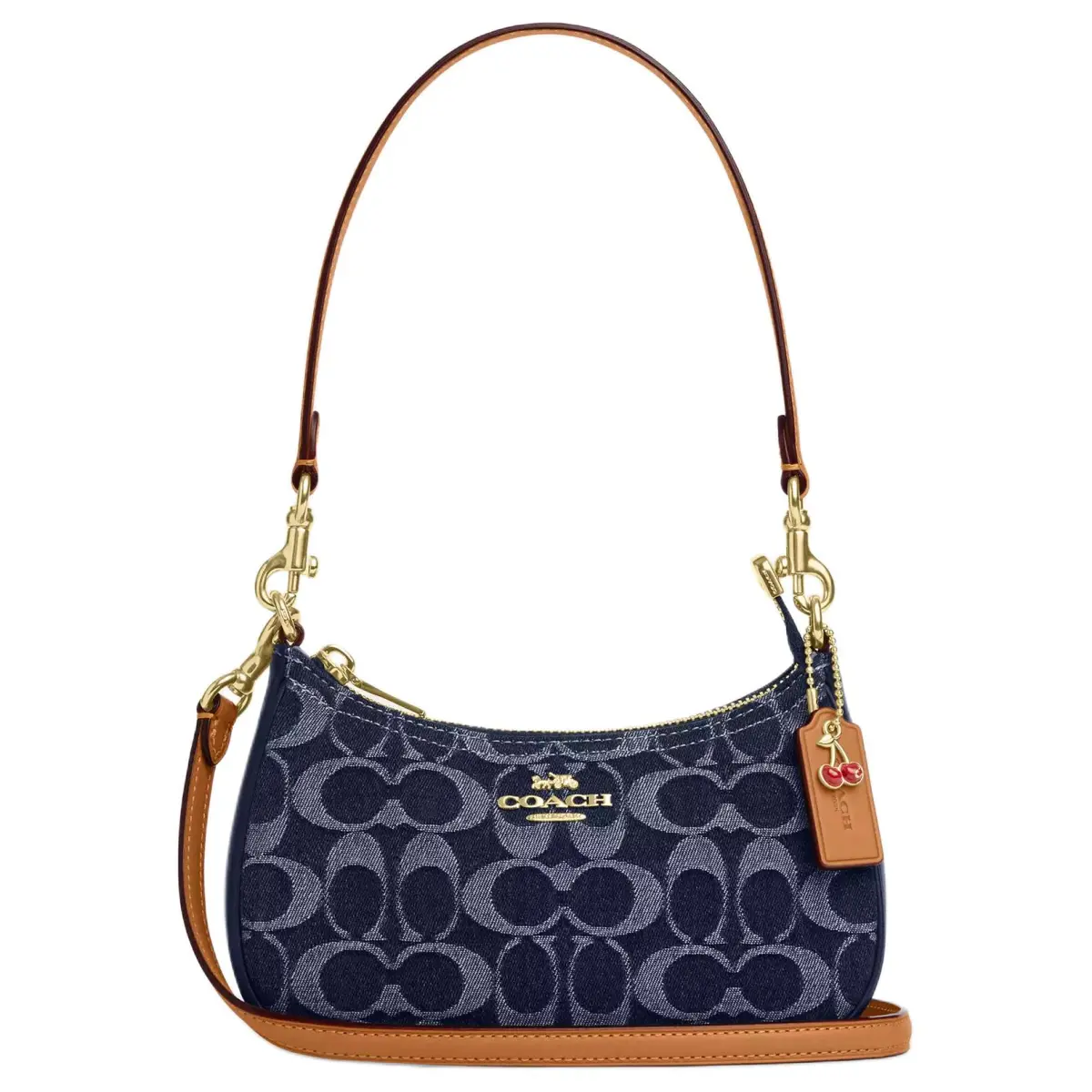 COACH Teri Fabric+Artificial Leather Shoulder Bag Small Women's Denim Blue