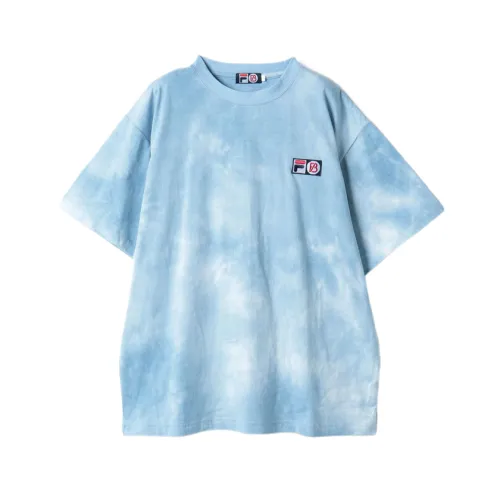 FILA T Shirts Men's Blue Crew Neck Moderate Straight Fit