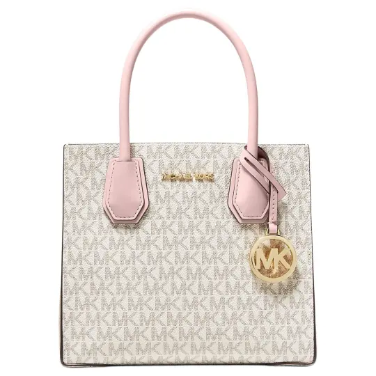 MICHAEL KORS Mercer Leather Trunk Bag, Shoulder Bag, Crossbody Bag, Handbag Medium Women's Cherry Blossom Pink