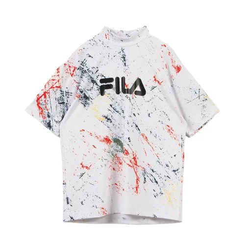 FILA Golf Collection T Shirts Men's White Stand Collar Moderate