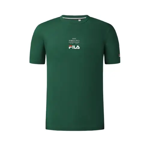 FILA Tennis T Shirts Men's Forest Green GN Crew Neck Moderate