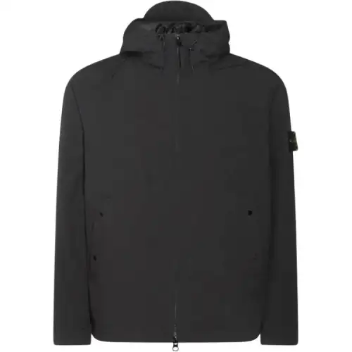 STONE ISLAND Logo Patch Zip Up Hooded Jacket
