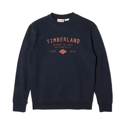 Timberland Sweatshirts Men's 433 Navy Blue Crew Neck Moderate Regular