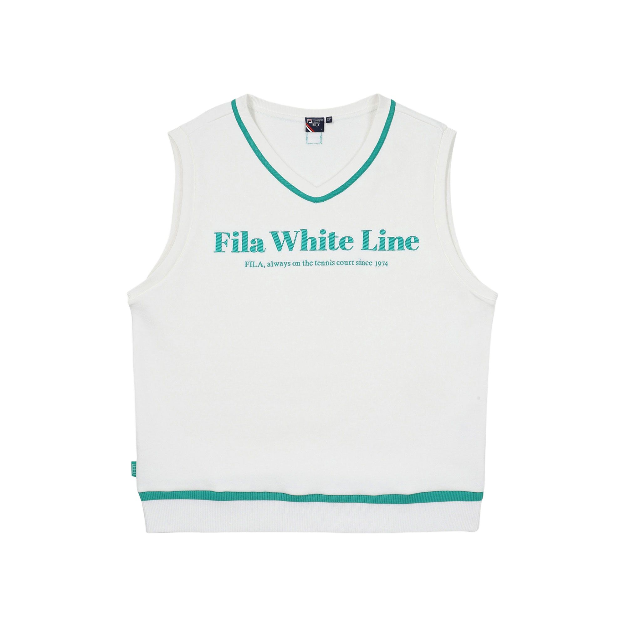 FILA Vests Unisex White V Neck Moderate Knitted Fabric