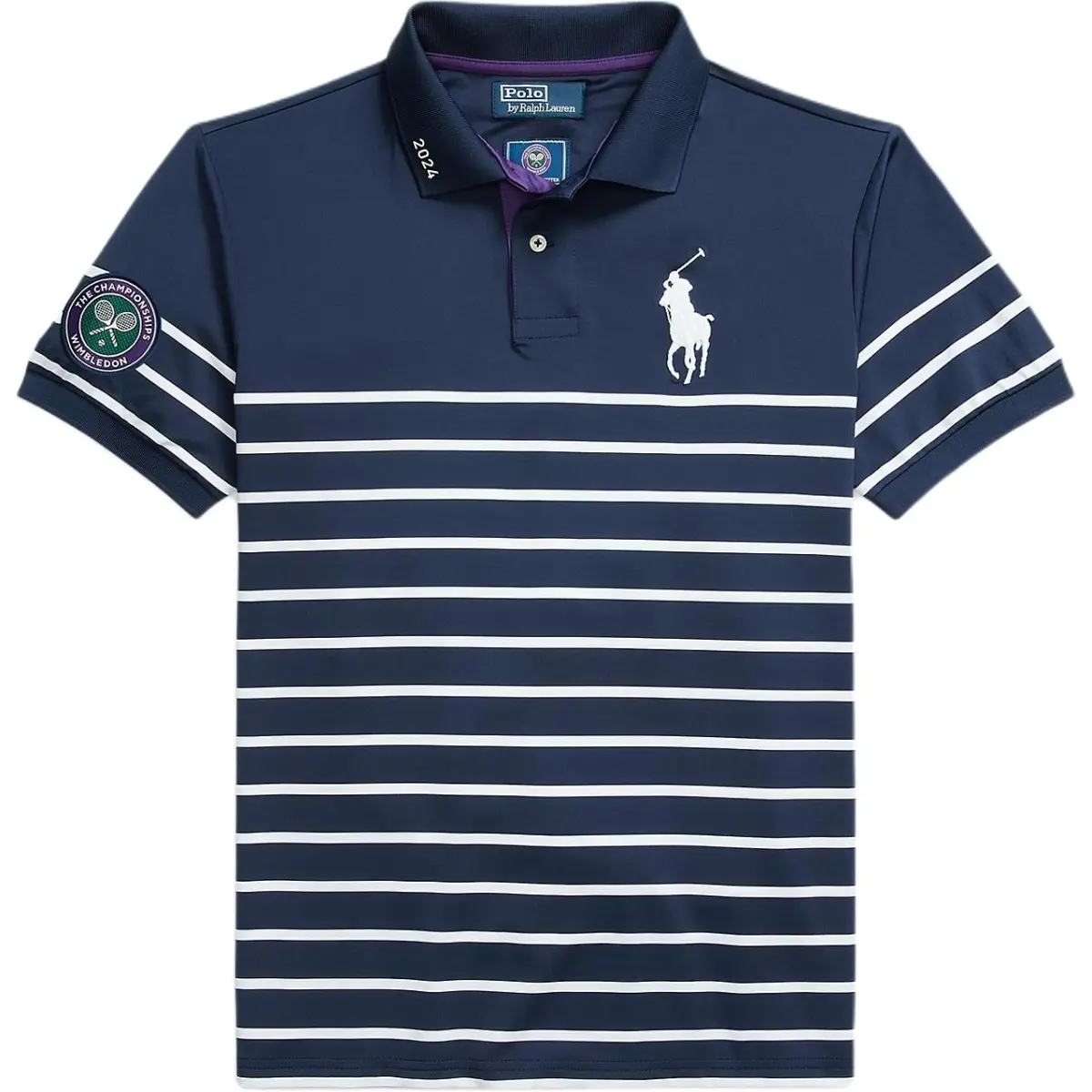 Polo Ralph Lauren WimbledonBig Pony Polo Shirt Custom Slim Fit Men's Marine Blue & White