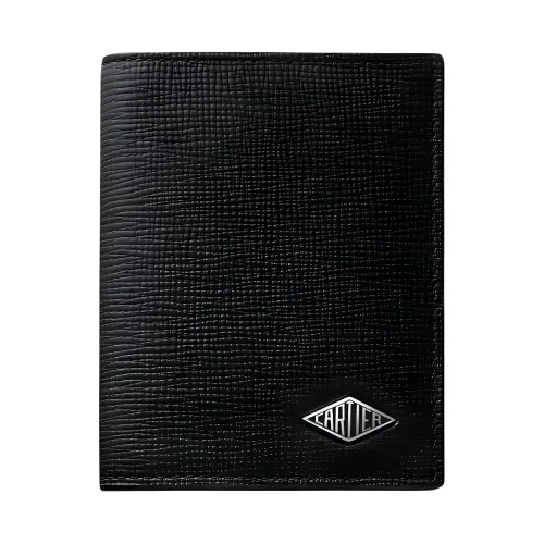 CARTIER Grain Calfskin Card Holder Women's Black
