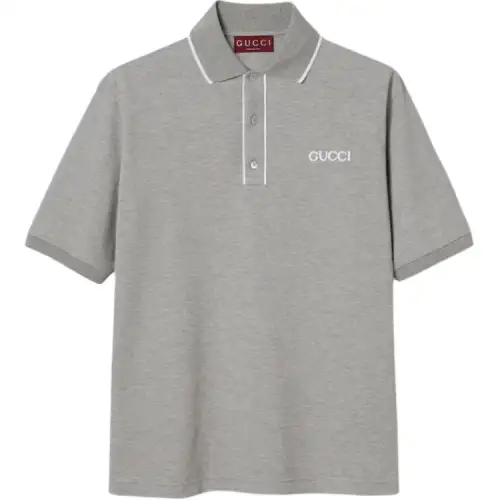 GUCCI Logo Embroidered Short Sleeve Polo Shirt