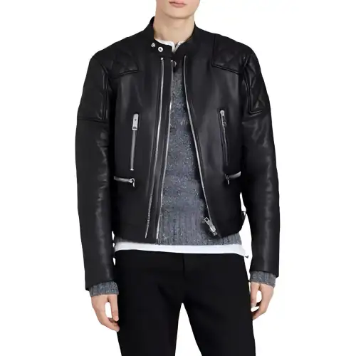 Burberry Leather Jacket Men's Black