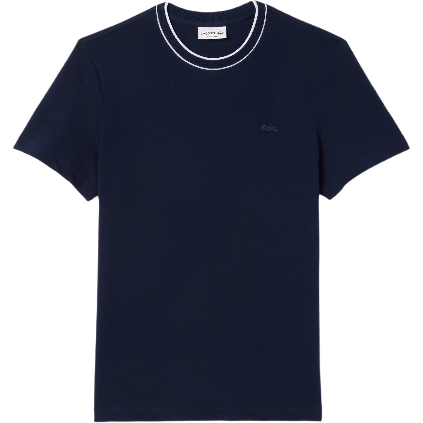 LACOSTE Stripe Collar Piqué Short Sleeved T Shirt