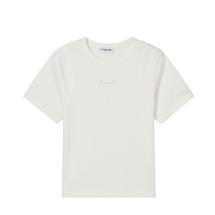 Женская футболка LACOSTE SS25 Укороченная (белая)