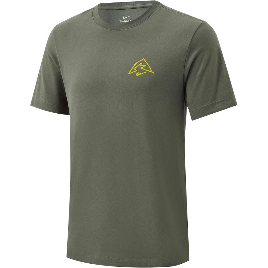 Nike Running T Shirts Men’s Army Green Crew Neck Moderate