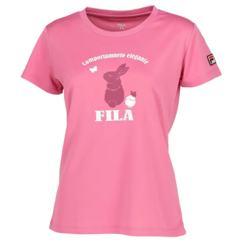 FILA T Shirts Women's Pink Crew Neck Moderate Straight Fit