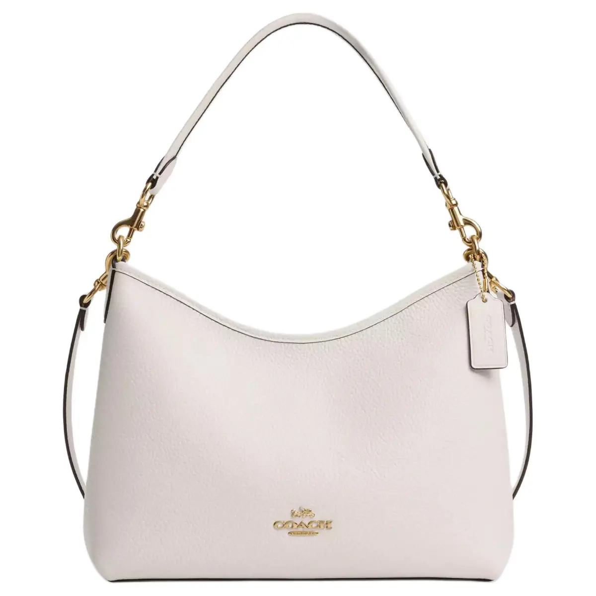 COACH Laurel Pebbled Leather Portable Crossbody Bag, Shoulder Bag Large Women's Gold & Chalk