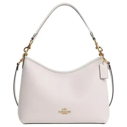 COACH Laurel Pebbled Leather Portable Crossbody Bag, Shoulder Bag Large Women's Gold & Chalk