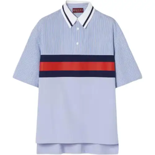 GUCCI Polo Shirts Men's Blue Lapel Moderate