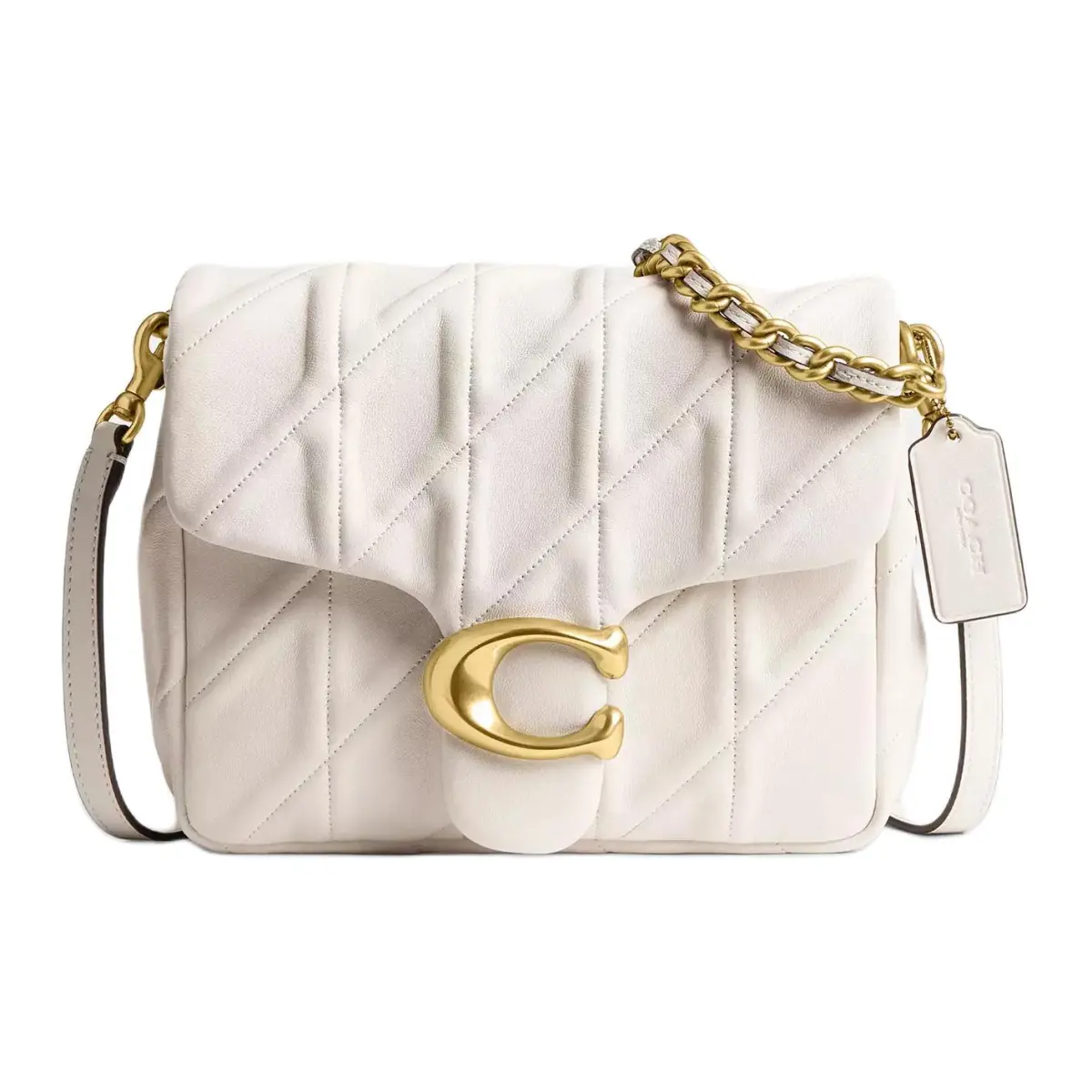 COACH Times Square Tabby Sheepskin Shoulder Bag Women's Chalk White