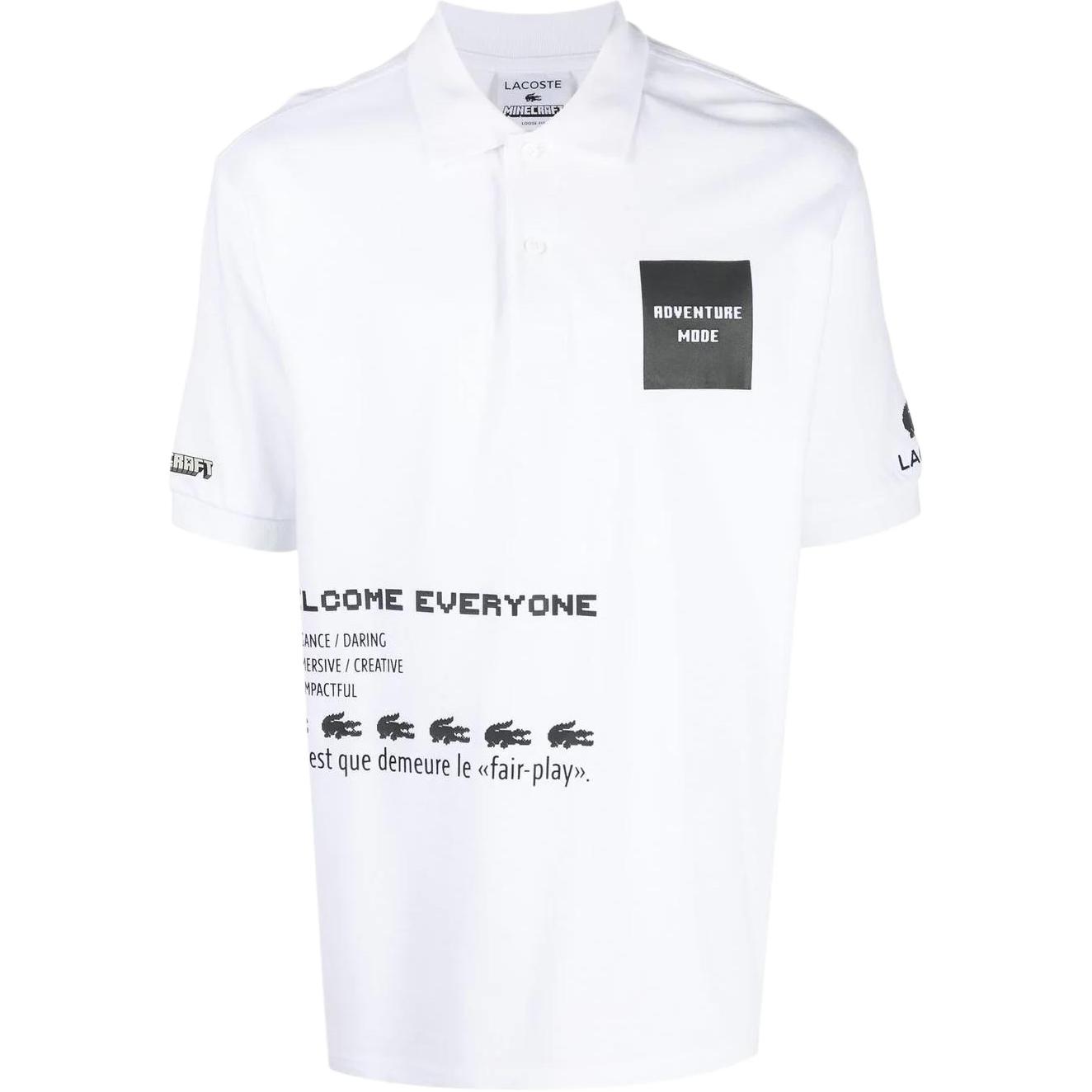 Мужское поло LACOSTE SS22 Minecraft (белое)