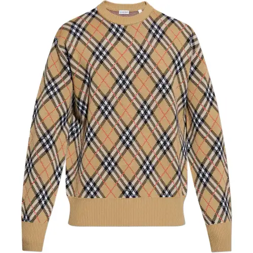 Burberry Checked Knitted Crewneck Jumper