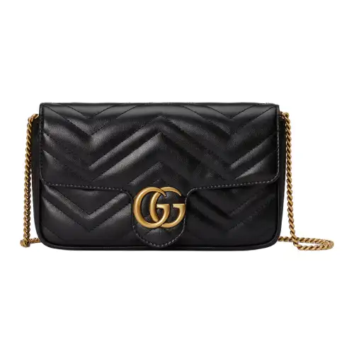 GUCCI GG Marmont Leather 2 in 1 Combo Bag, Shoulder Bag, Crossbody Bag Small Women's Black & White