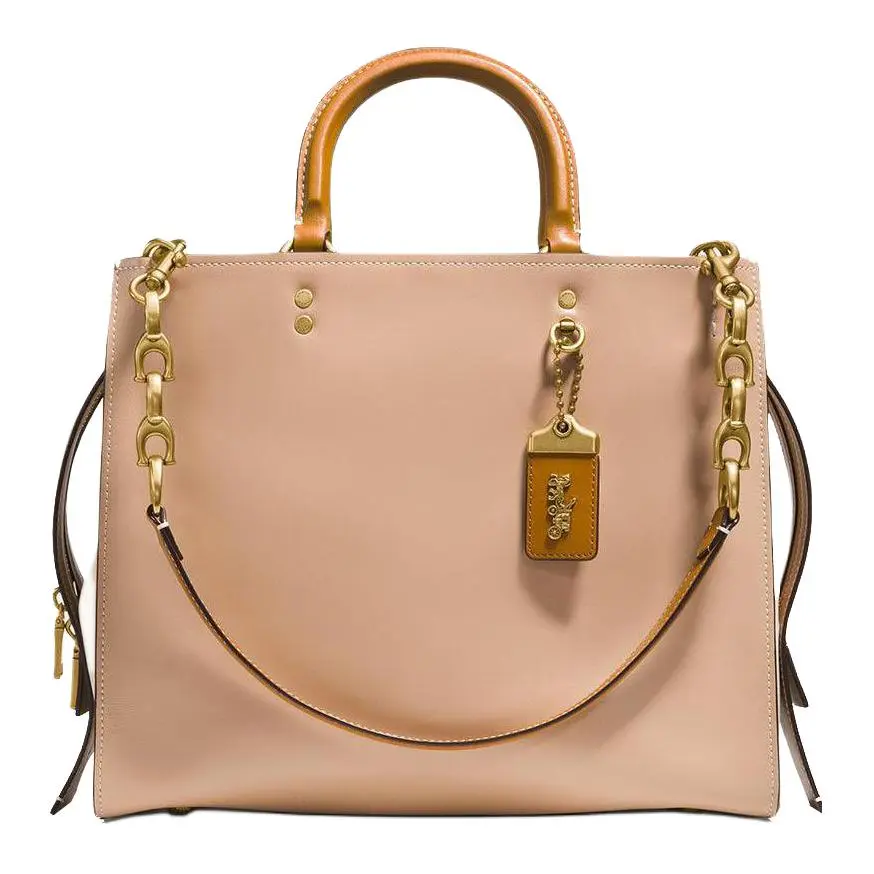 COACH Rogue Leather Shoulder Bag, Crossbody Bag, Handbag Women's Apricot