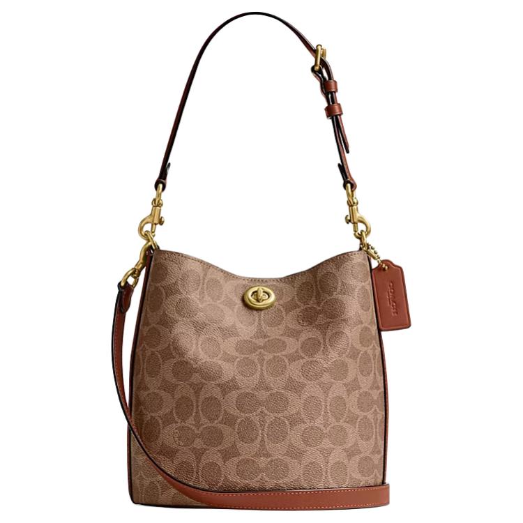 Женская сумка COACH Willow 21 (коричнево-желтая с карамельным)