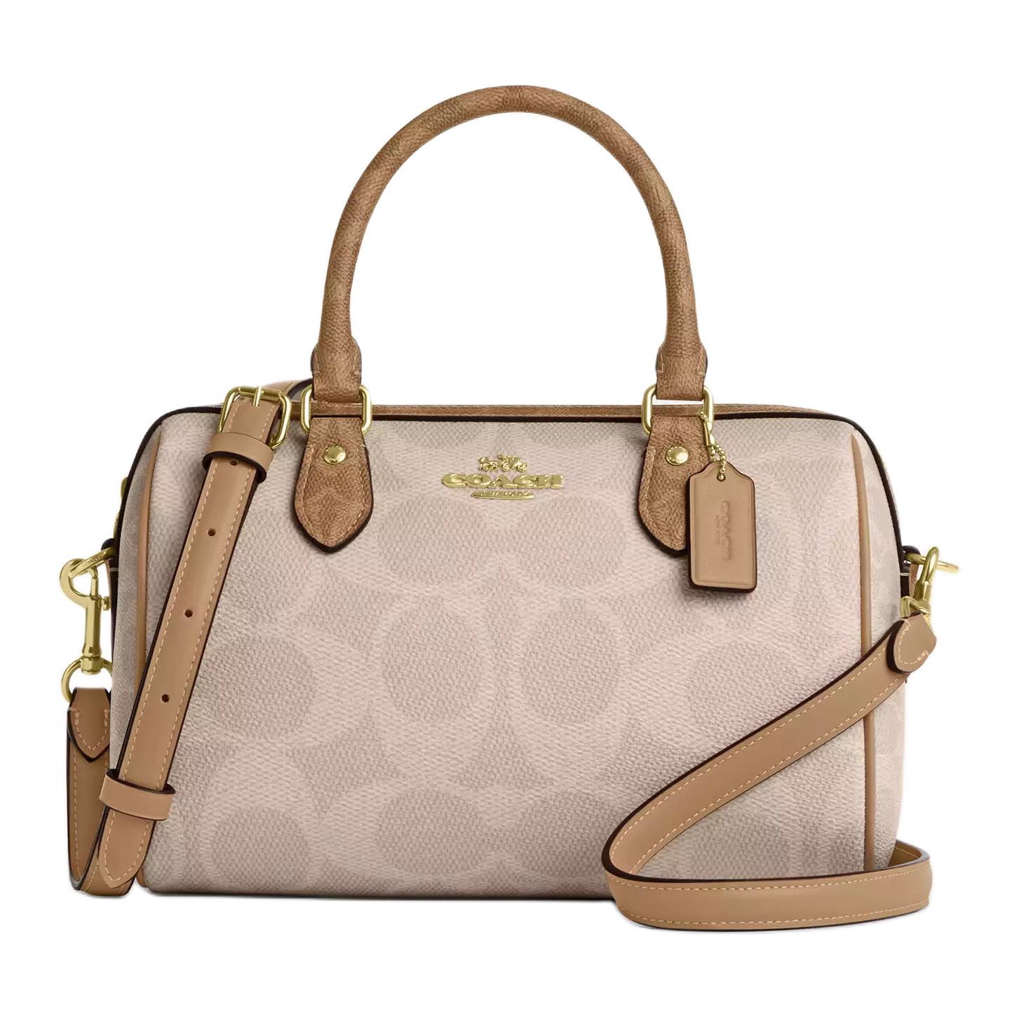 Женская сумка COACH Rowan 25 (бежево-коричневая)