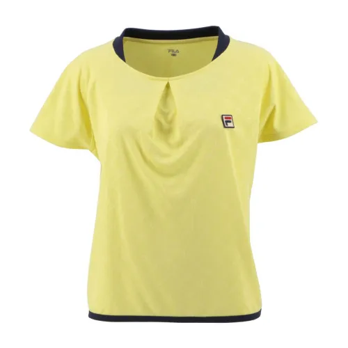 FILA T Shirts Women's Yellow Crew Neck Moderate Straight Fit